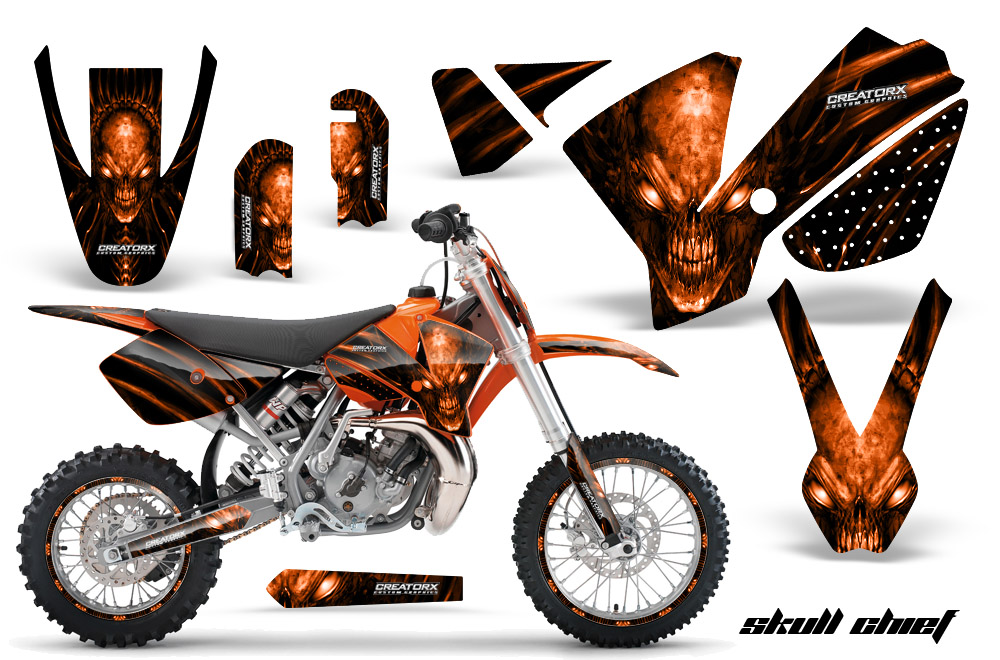 KTM SX65 02-08 Graphics Kit Skull Chief Orange NP Rims